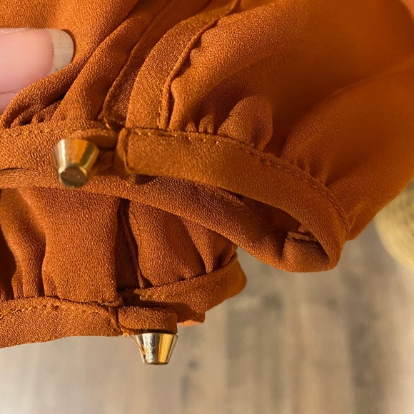 Burnt-Orange Long Sleeve Party Dress Sz Medium - Picture 4 of 8